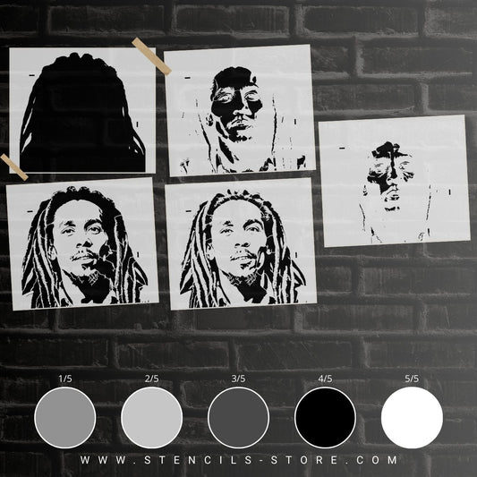Reggae musician portrait - 5-Layer Stencil - ARTENDIST