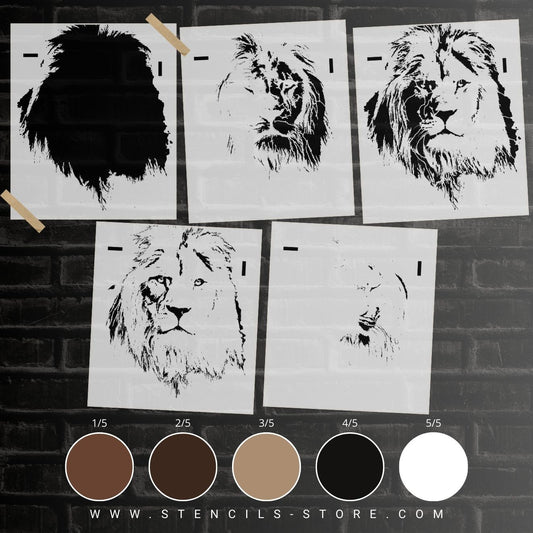 Lion 5-layer stencil - ARTENDIST