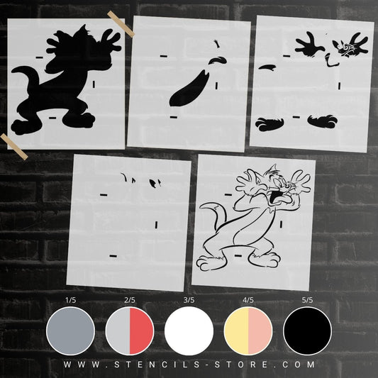 Funny Cartoon Cat 5-layer stencil - ARTENDIST