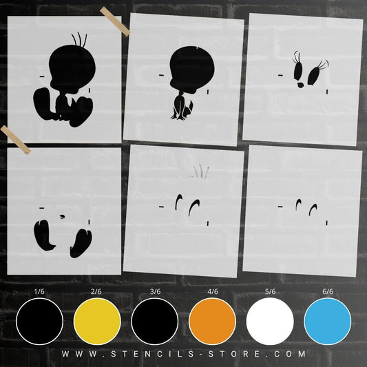 Cute Cartoon Bird 6-Layer Stencil - ARTENDIST