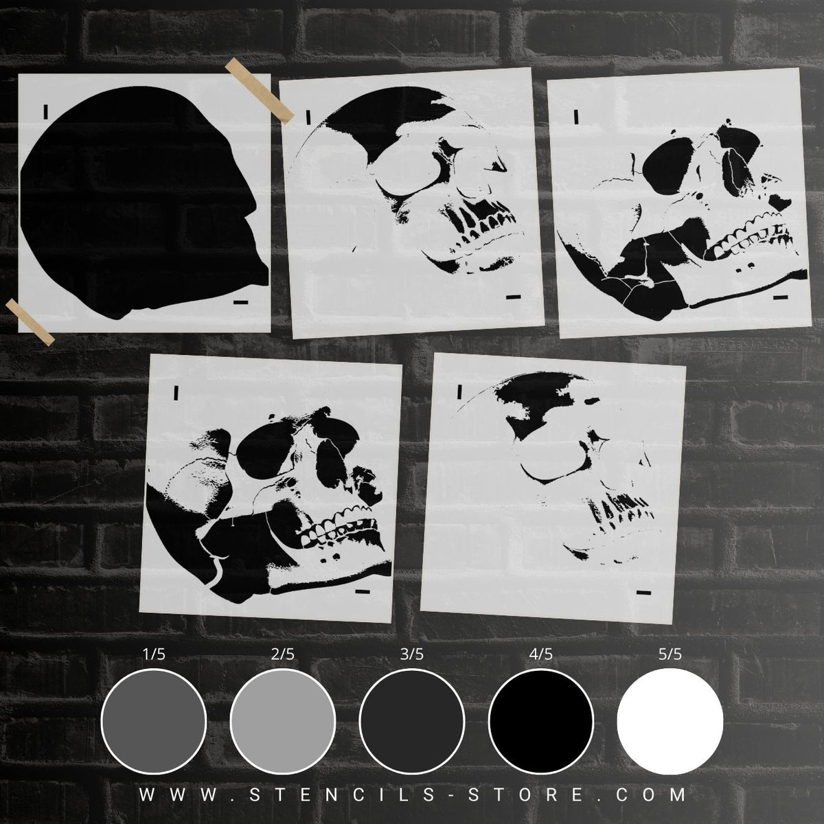 Skull 5-Layer Stencil - ARTENDIST