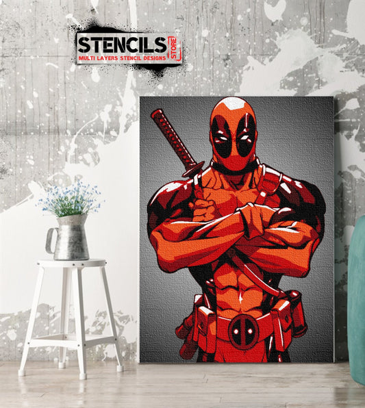 DEADPOOL multi 6 layers stencil design PRE-CUT - ARTENDIST