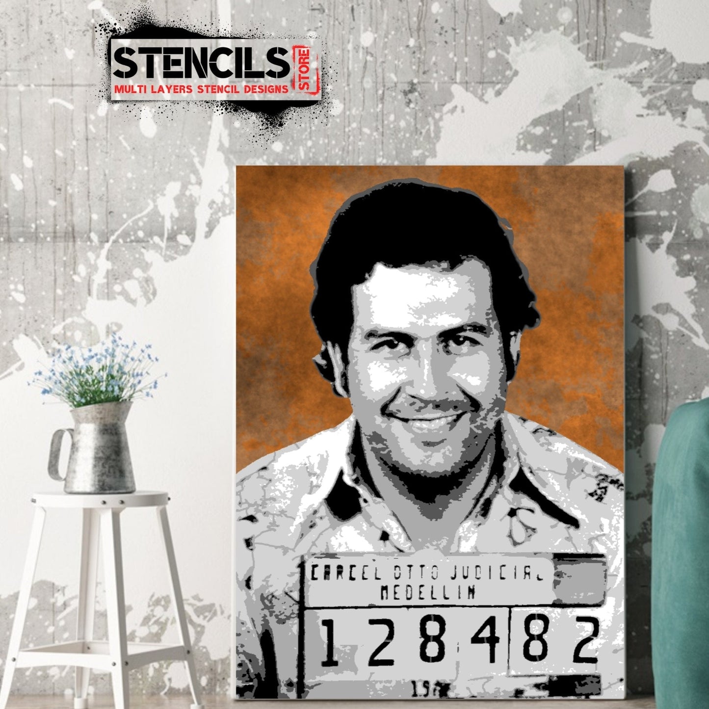 PABLO ESCOBAR multi 5 layers stencil design PRE-CUT - ARTENDIST