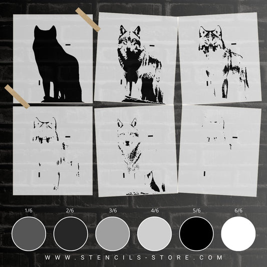 Wolf 6-layers stencil - ARTENDIST