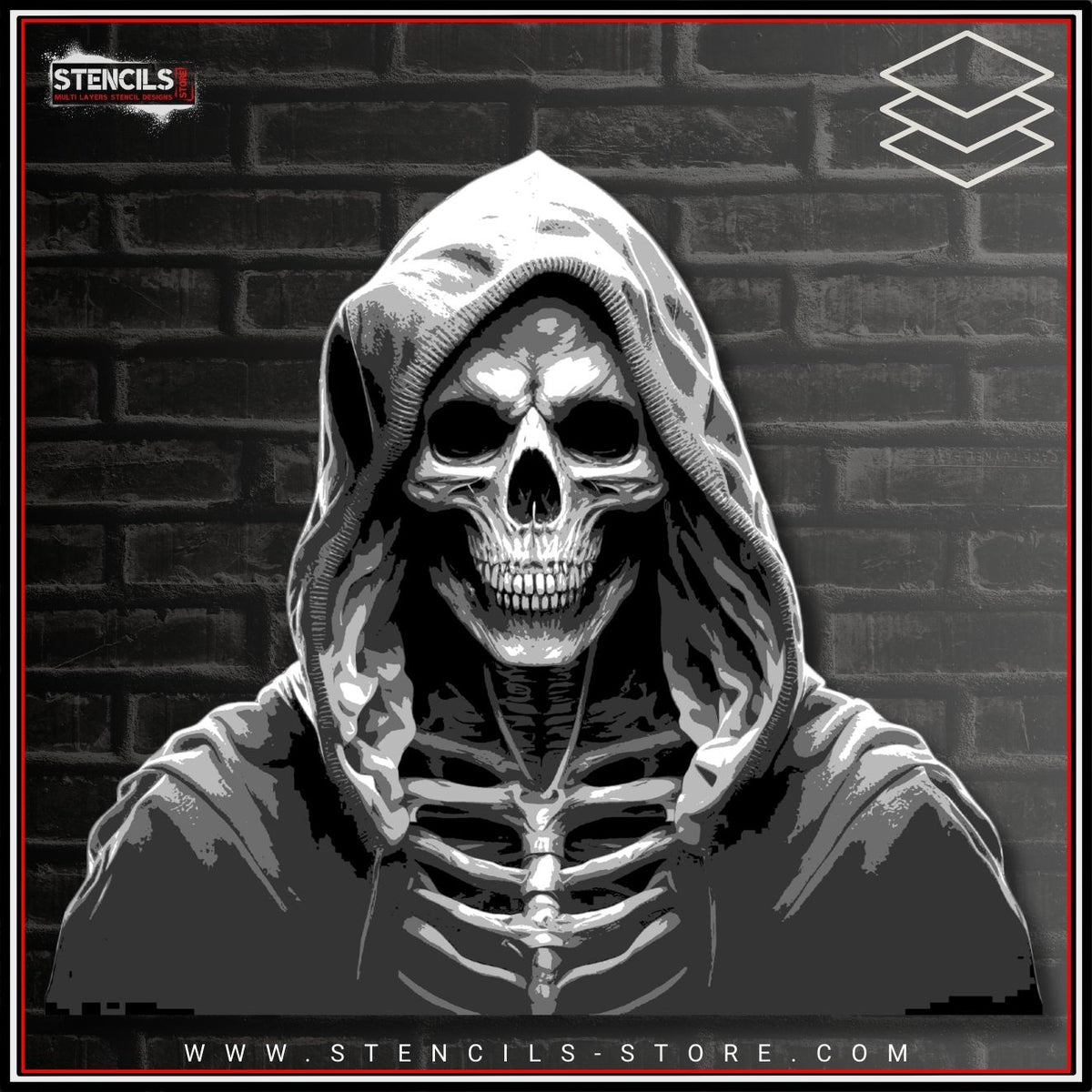 Skull 5-Layer Stencil - ARTENDIST