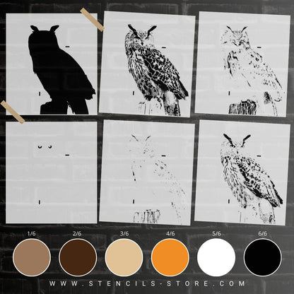 Owl 6-Layer Stencil - ARTENDIST