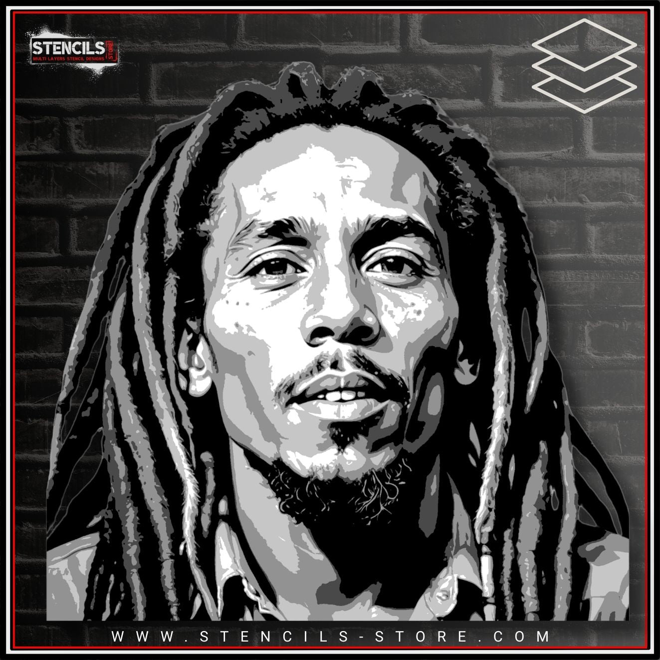 Reggae musician portrait - 5-Layer Stencil - ARTENDIST