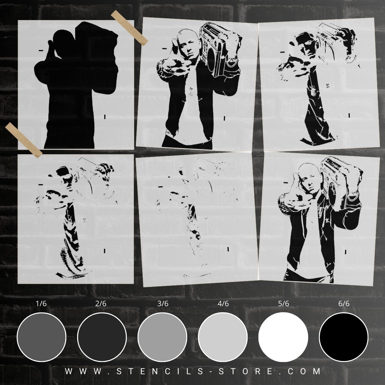Iconic Rapper Portrait 6-Layer Stencil - ARTENDIST