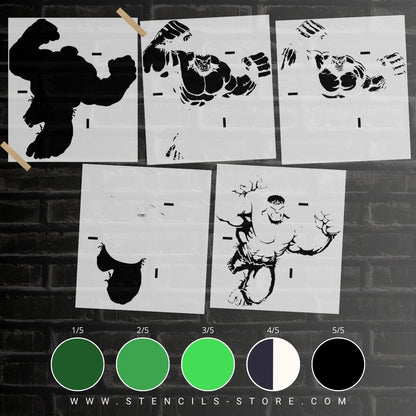 Green Comic Monster 5-Layer Stencil - ARTENDIST