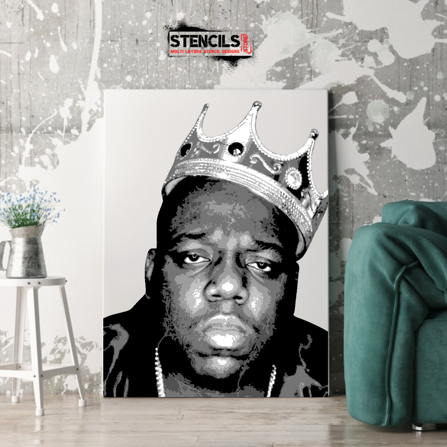 BIGGIE multi 6-layers stencil design - ARTENDIST