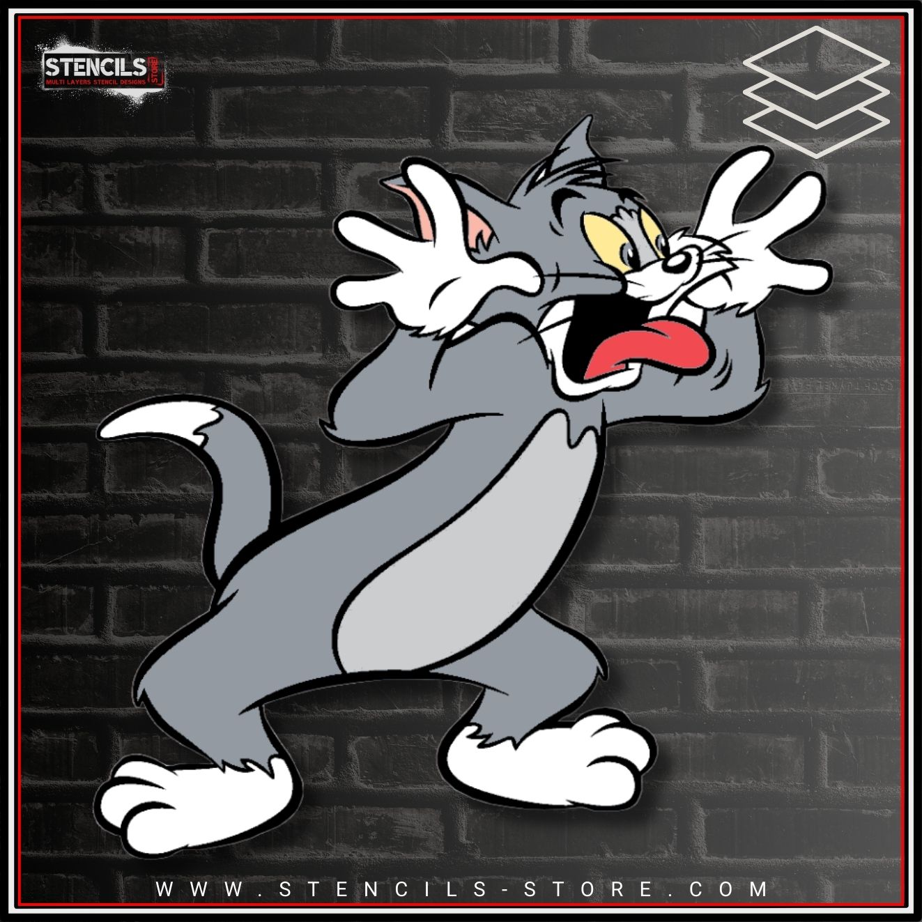 Funny Cartoon Cat 5-layer stencil - ARTENDIST