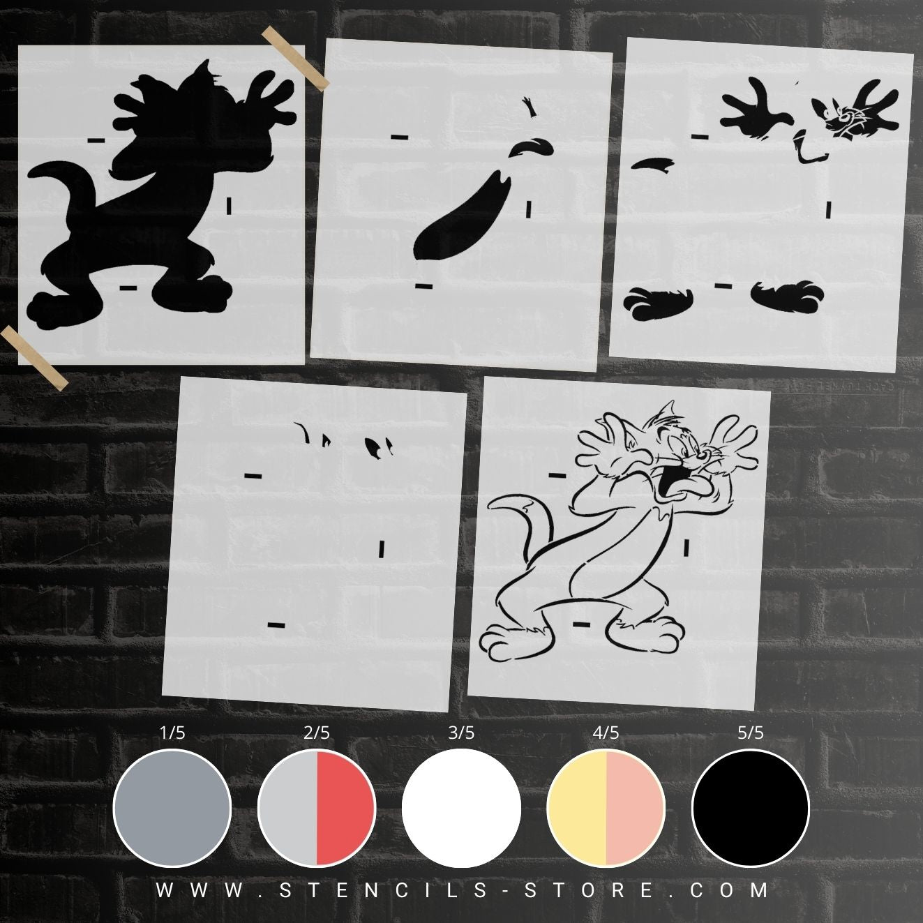 Funny Cartoon Cat 5-layer stencil - ARTENDIST