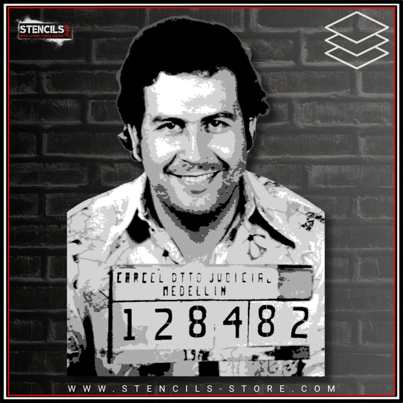 Cartel kingpin portrait - 5-Layer Stencil - ARTENDIST