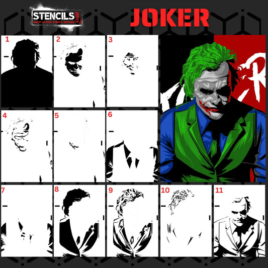 JOKER multi 11 layers stencil design PRE-CUT - ARTENDIST