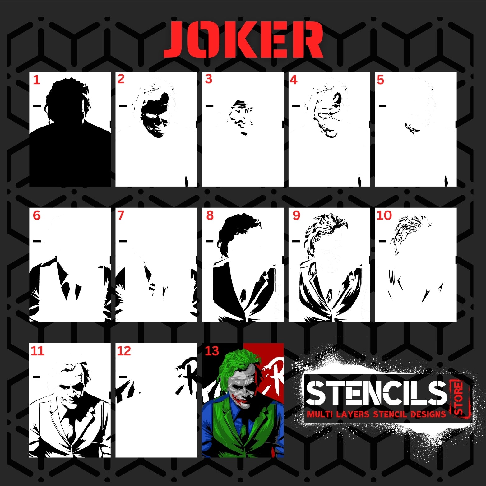 JOKER multi 11 layers stencil design for download - ARTENDIST