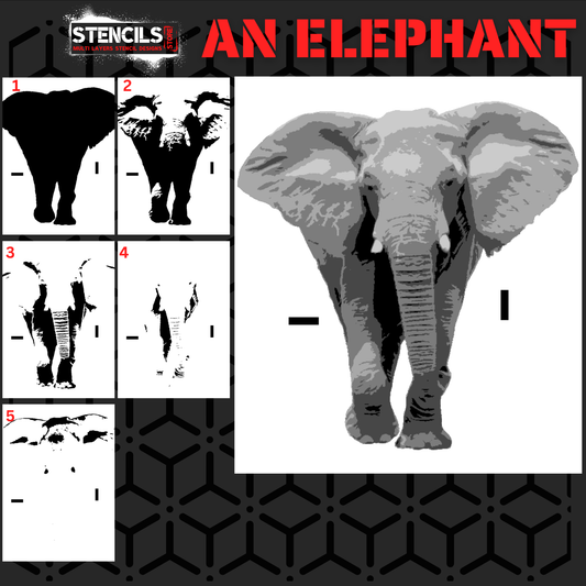An ELEPHANT animal multi 5  layers stencil design - ARTENDIST