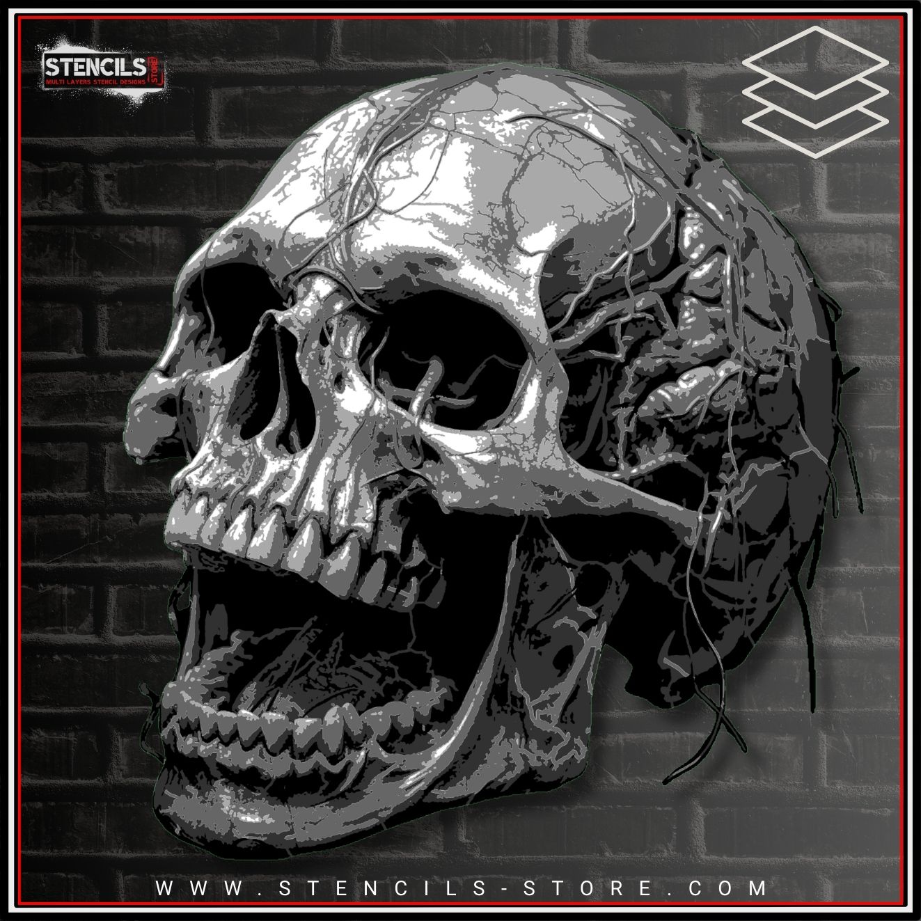 Skull 5-Layer Stencil - ARTENDIST