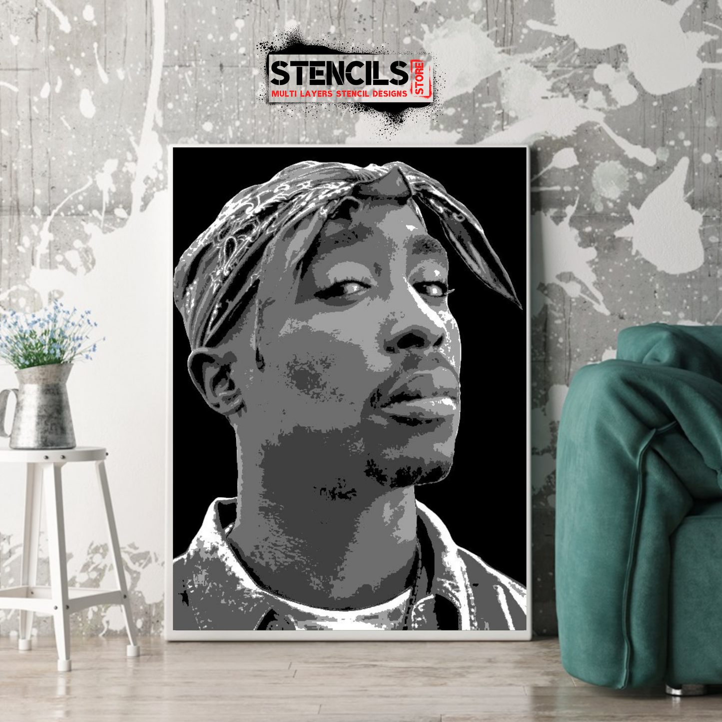 2 PAC / Tupac multi 5  layers stencil design - ARTENDIST