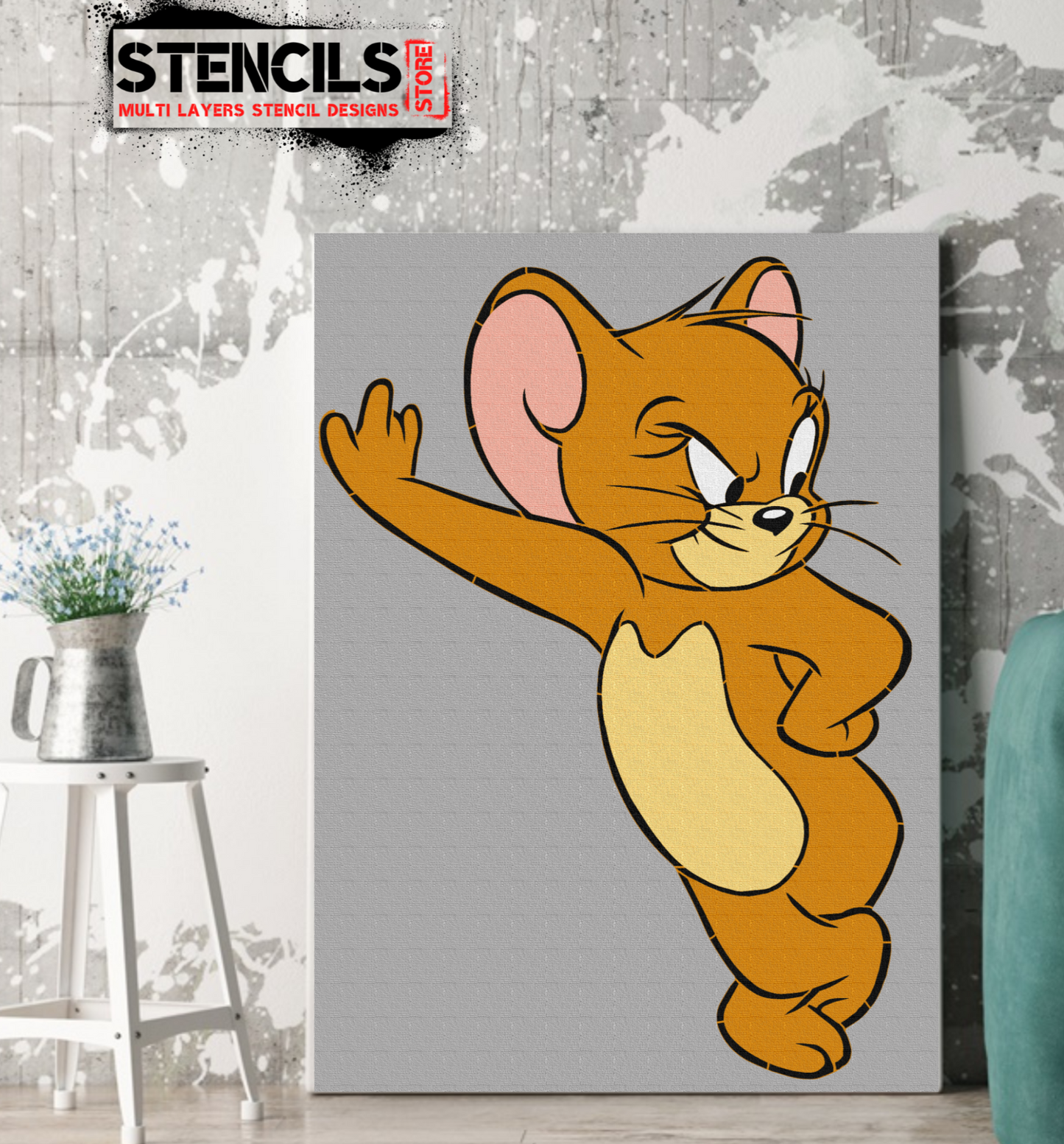 JERRY multi 4 layers stencil design PRE-CUT - ARTENDIST