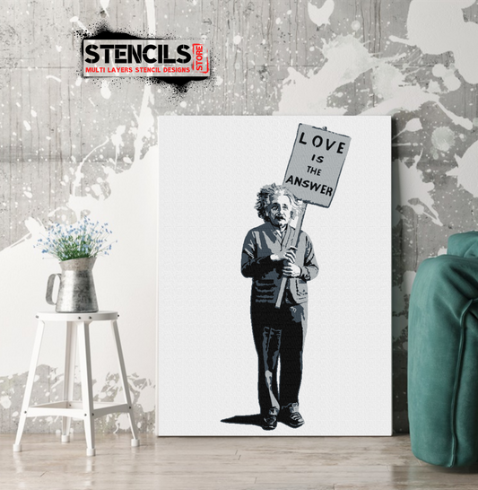 ALBERT EINSTEIN multi 4 layers stencil design PRE-CUT - ARTENDIST