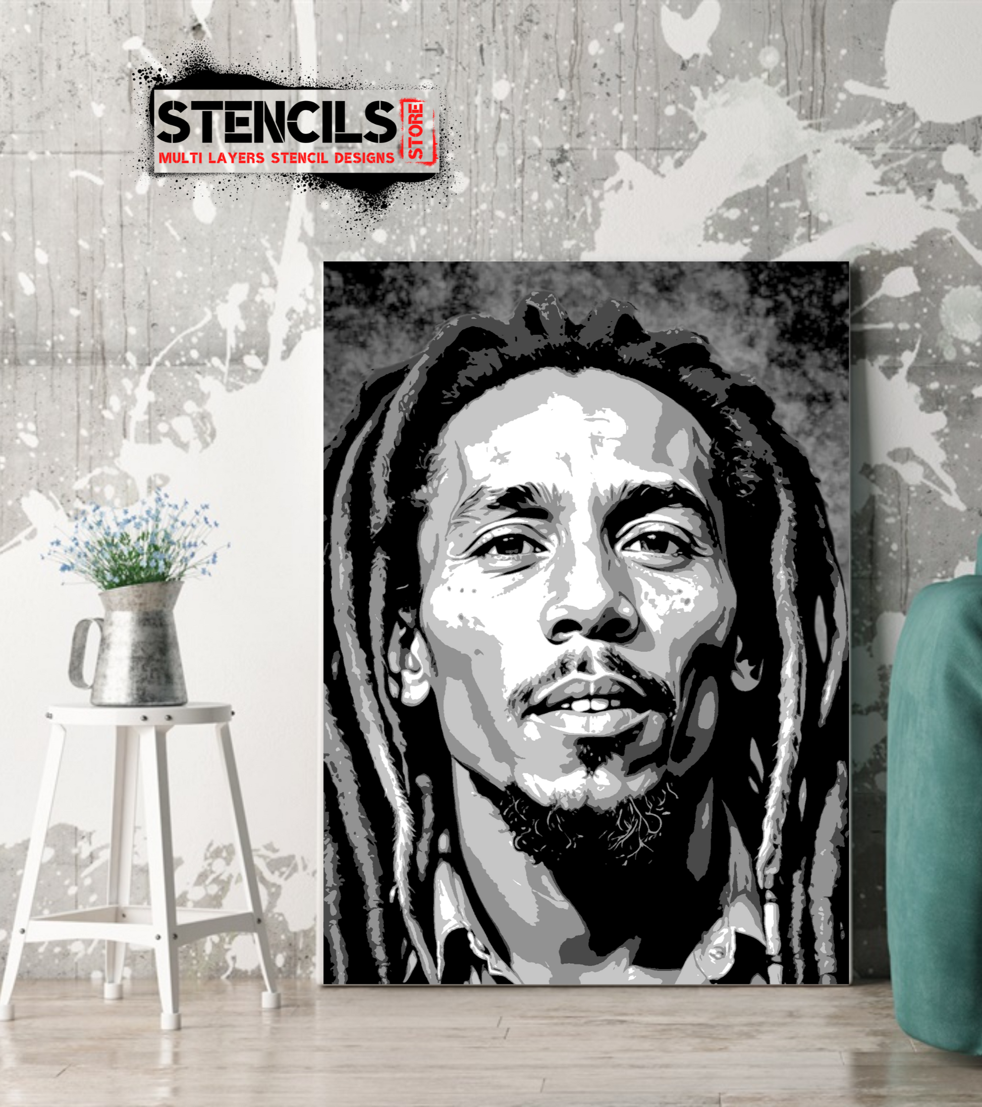BOB MARLEY multi 5 layers stencil design PRE-CUT - ARTENDIST