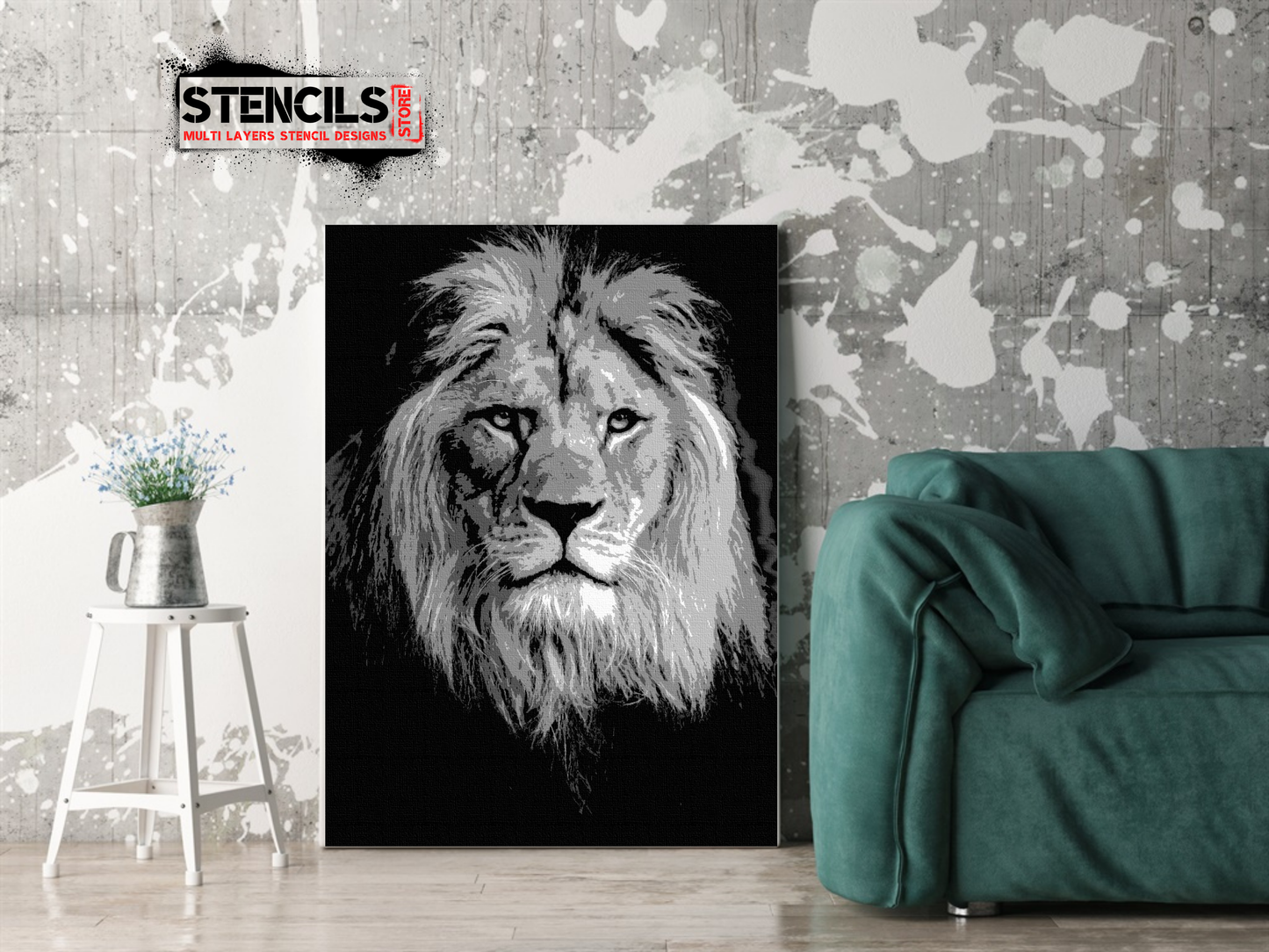 LION animal multi 5  layers stencil design PRE-CUT - ARTENDIST