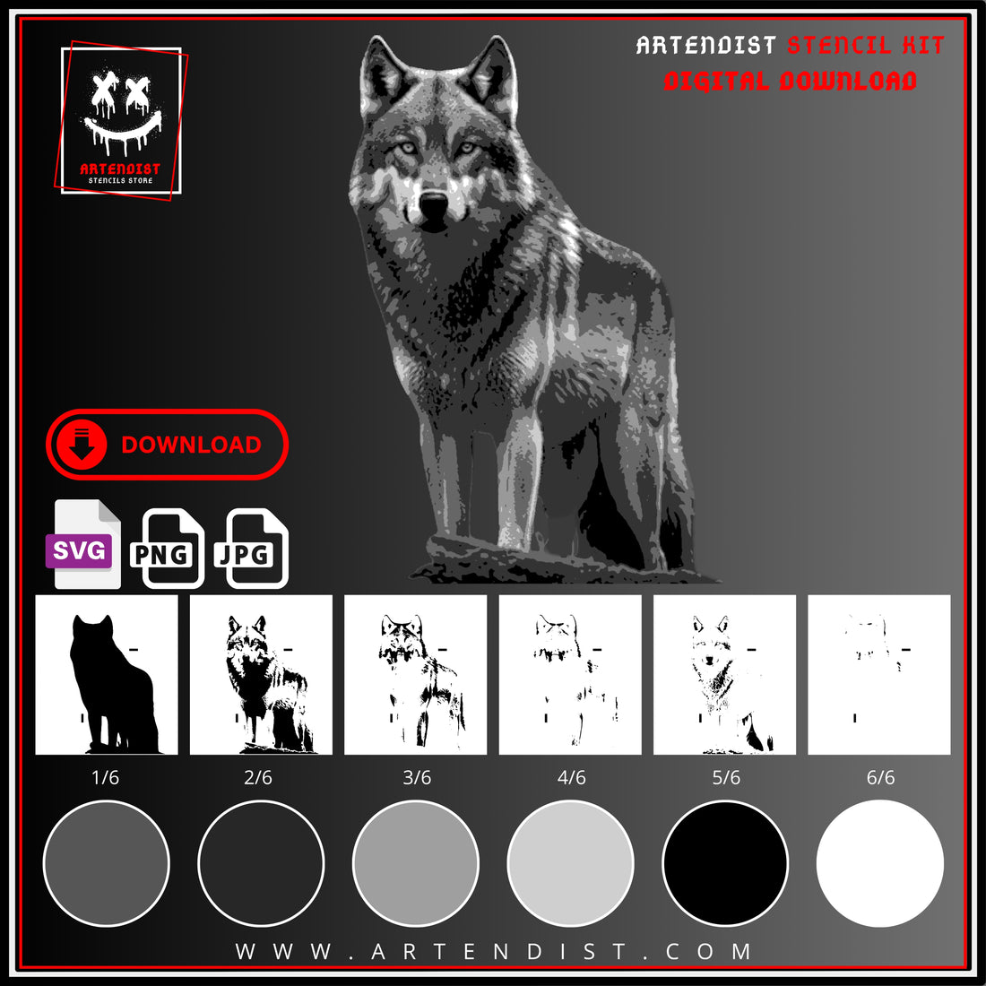 Wolf Stencil Template Printable – Multi Layer Spray Paint Stencil ...