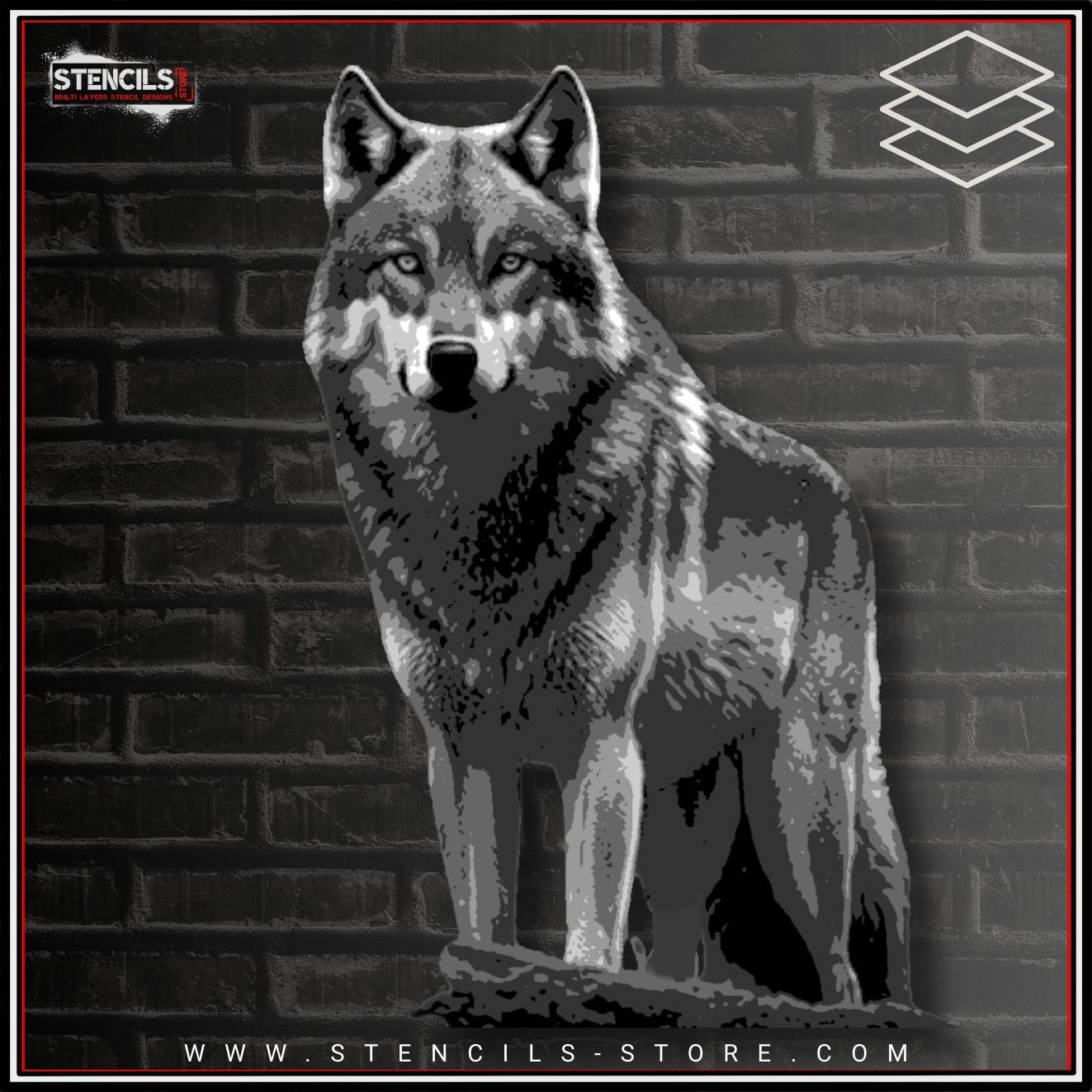 Wolf 6-layers stencil - ARTENDIST