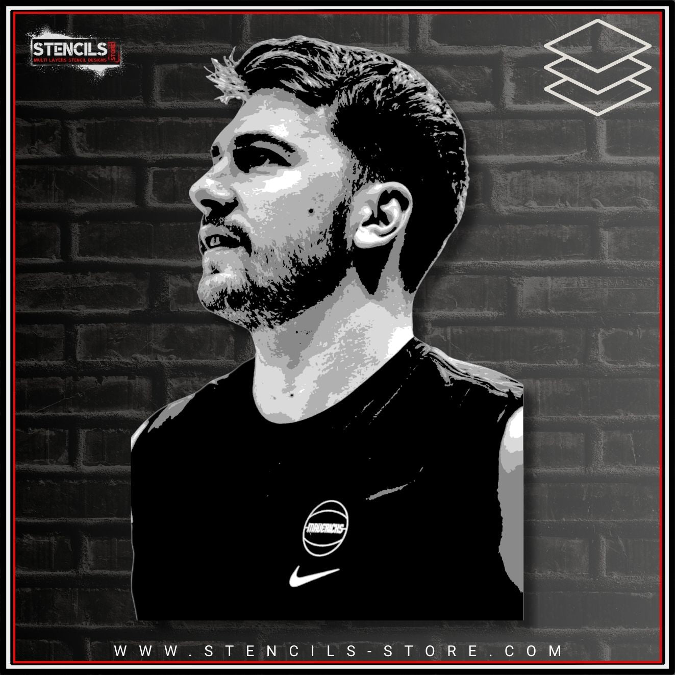 Modern Basketball Icon – 5-Layer Stencil - ARTENDIST