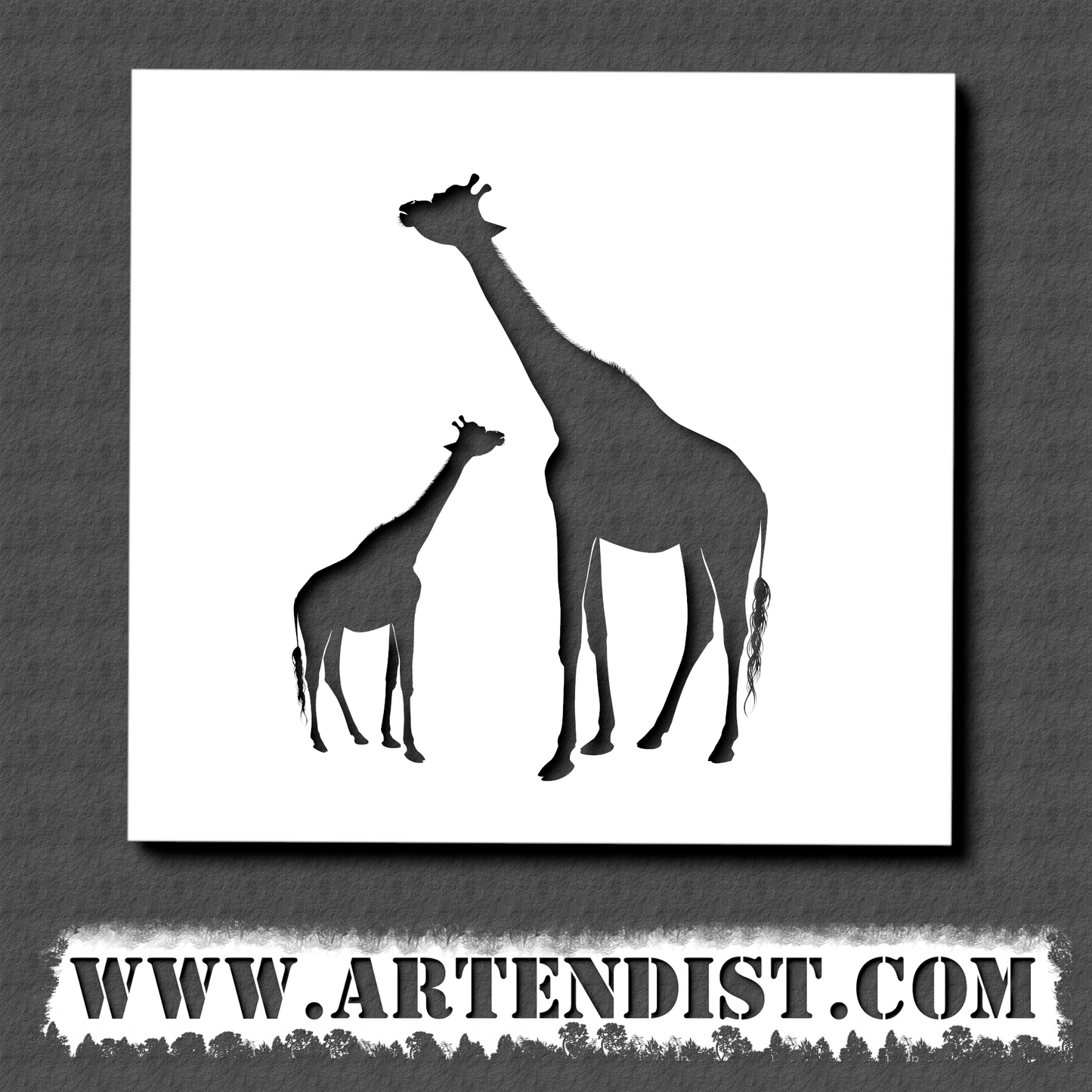 Giraffe Silhouette Stencil - ARTENDIST