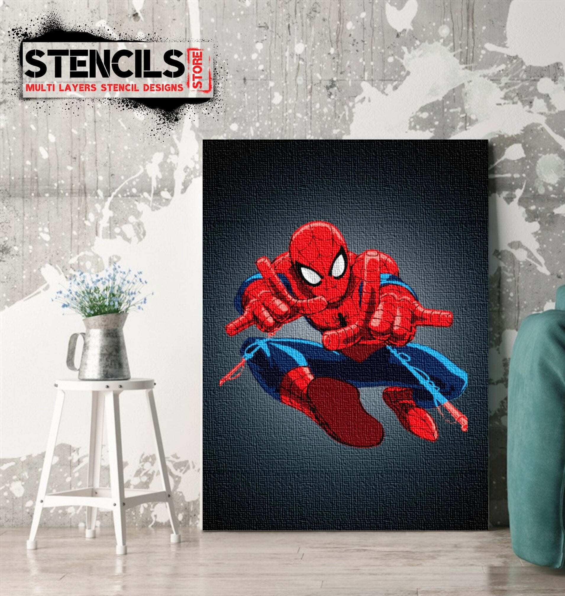 SPIDERMAN multi 7 layers stencil design PRE-CUT - ARTENDIST