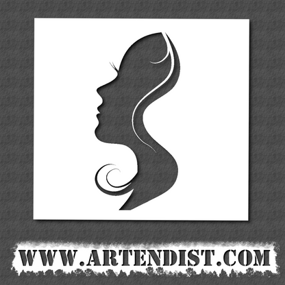 Lady's face Silhouette Stencil - ARTENDIST