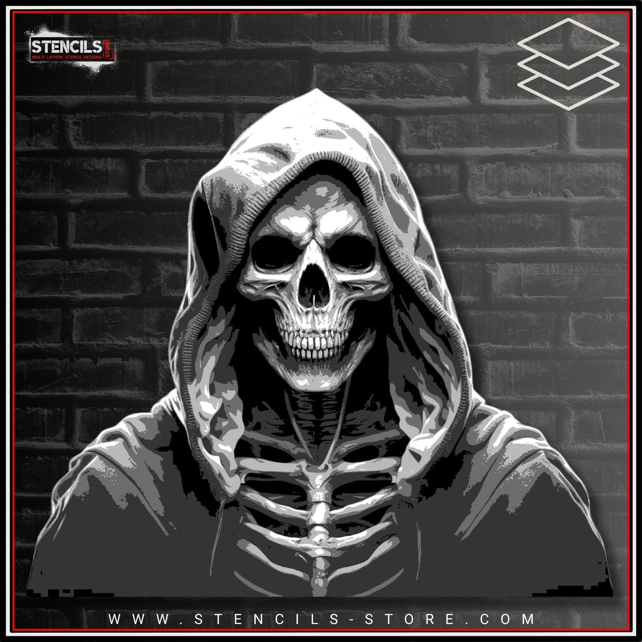 Skull 5-Layer Stencil - ARTENDIST