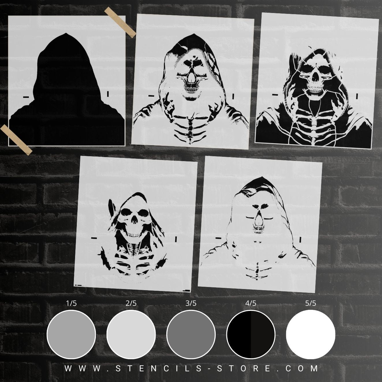 Skull 5-Layer Stencil - ARTENDIST